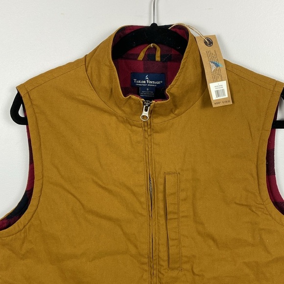 Tailor Vintage Quilted Flannel Lined Full Zip Vest Bronze Brown size small - Picture 3 of 13